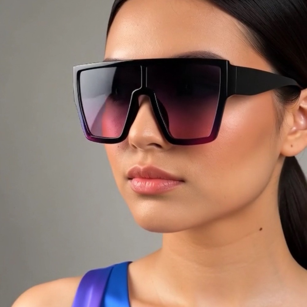 Oversized Square Sunglasses Pink Gradient Pink Lenses Women's‎ Fashion Hip Hop